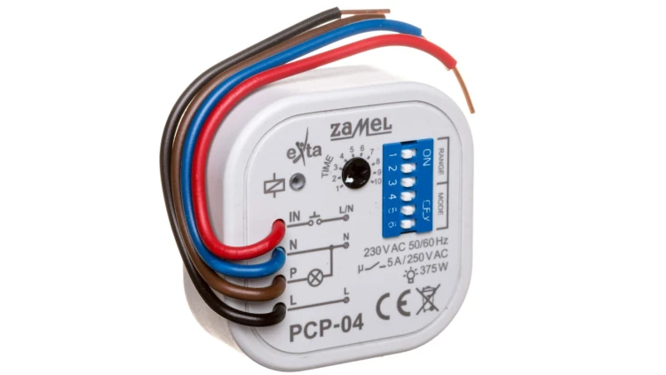 Przekaźnik czasowy 4-przewodow 230V AC 1250VA opóźnione wyłączenie kapsułka PCP-04 EXT10000088