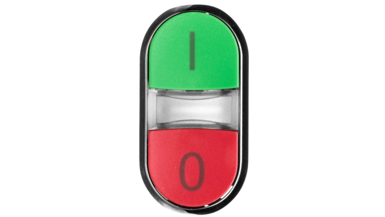 Przycisk podwójny podświetlany 22mm metal zielony /I/ czerwony /O/ przyciski płaskie SIRIUS ACT 3SU1051-3AB42-0AK0