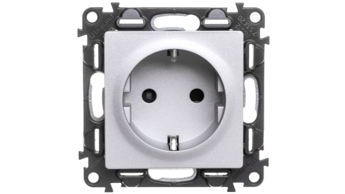 VALENA LIFE Gniazdo podwójne z/u 2P+Z SCHUKO z przesłonami aluminium 753320