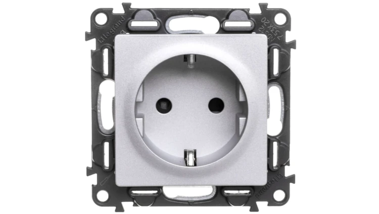 VALENA LIFE Gniazdo podwójne z/u 2P+Z SCHUKO z przesłonami aluminium 753320