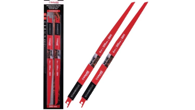 Brzeszczot do piły szablastej 300mm do metalu drewna uniwersalna 6TPI 2szt. Schmith