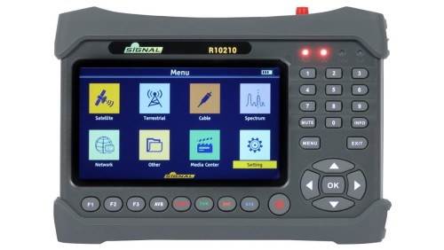 Miernik sygnału DVB-T/T2(HEVC 10 bit)/C oraz DVB-S2X/S2/S ST-6986 z wbudowanym tunerem, analizatorem widma, testerem optycznym