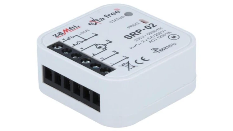 SRP-02 Sterownik rolet, dopuszkowy, 230VAC, NO x2, IP20, Ipracy max: 5A