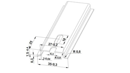 Szyna TS 35x7,5 ocynk (perforowana 6,3x18mm) - 1000 mm (za szt.)