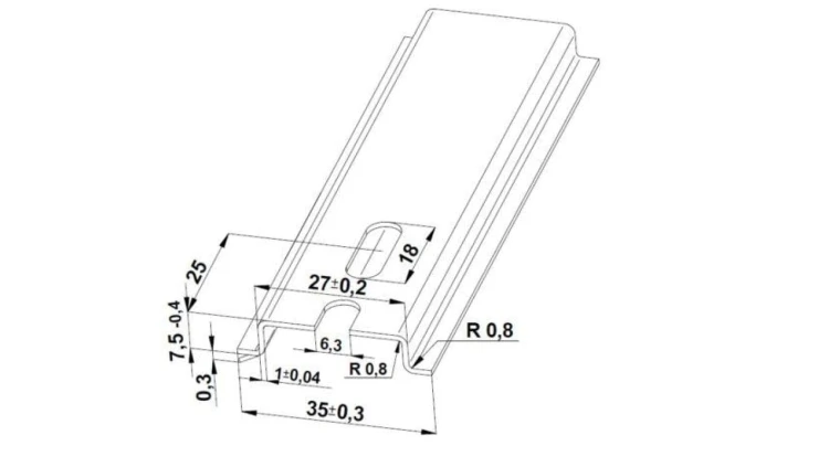 Szyna TS 35x7,5 ocynk (perforowana 6,3x18mm) - 1000 mm (za szt.)