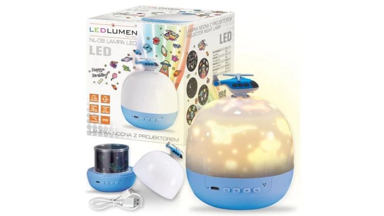 NL-09 LED 3W niebieska Lampka nocna z projektorem