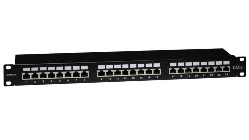 Panel 19, 24 x RJ45 STP kat. 6 (1U) z półką