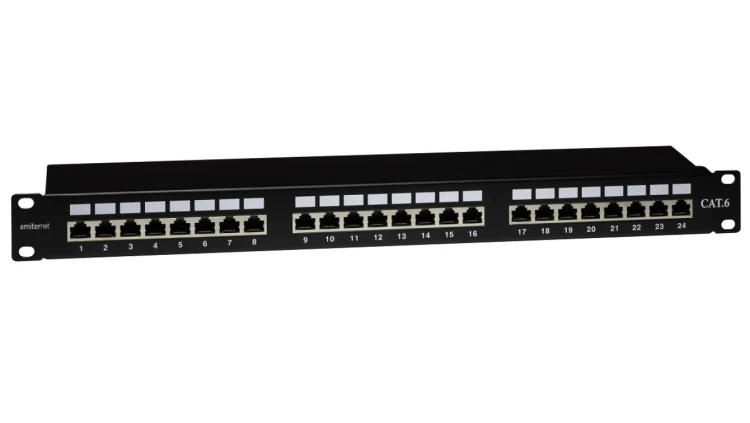 Panel 19, 24 x RJ45 STP kat. 6 (1U) z półką