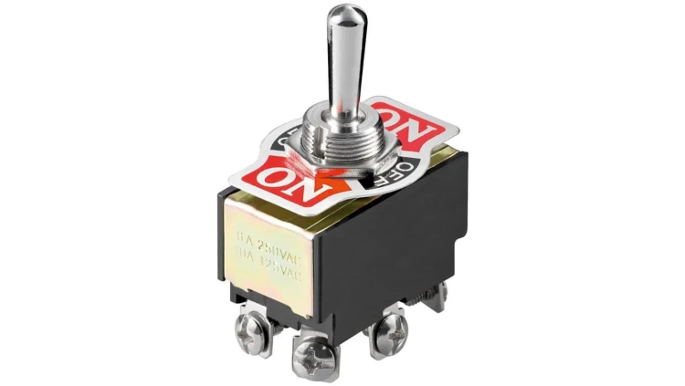 Łącznik przełączny miniaturowy, 2x ON - OFF - ON, 6 pinów z zaciskami śrubowymi