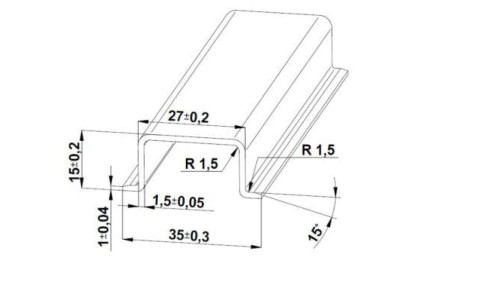 Szyna TS 35x15 ocynk (pełna) - 1000 mm (za szt.)