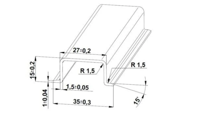Szyna TS 35x15 ocynk (pełna) - 1000 mm (za szt.)