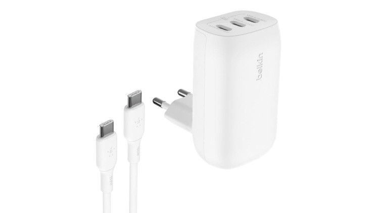 Belkin Ładowarka kątowa 3 porty USB-C PPS 67 W, kabel USB-C
