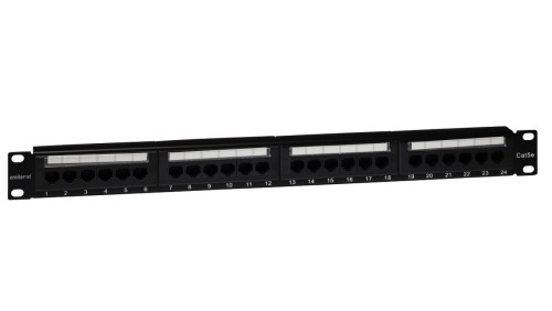 Panel 19 24 x RJ45 UTP kat. 5e (1U) z półką