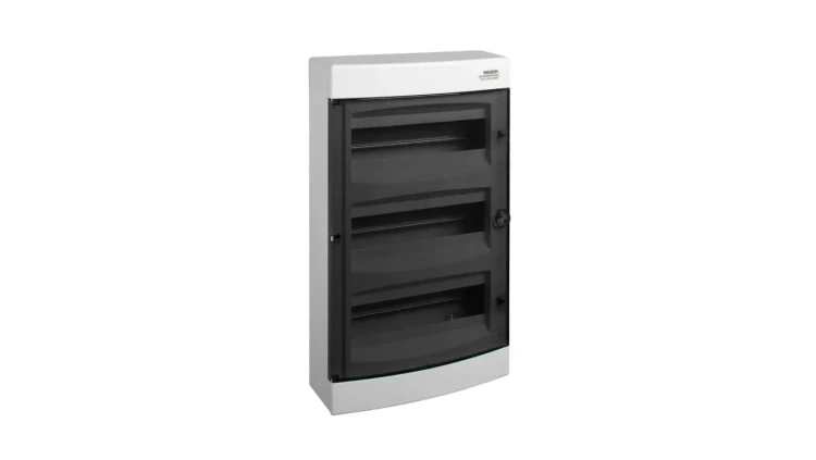 Obudowa instalacyjna PNS skrzynka natynkowa 4x18 modułów 396x651x112mm plastikowa biała z drzwiami przeźroczystymi IP40 NOARK