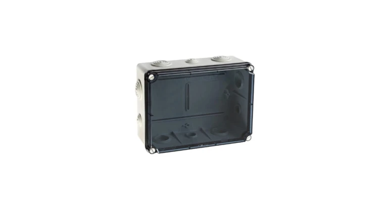 IP65 Puszka hermetyczna LIGHT 197x260x100 pokrywa transparentna, z dławicami (4xM25, 6xM40)