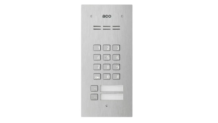 Panel domofonowy COMO-PRO, audio, 2 przyciski, zamek szyfrowy, czytnik breloków, podtynkowy, stal nierdzewna COMO-PRO-CODE-A2