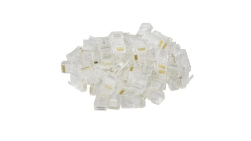 Wtyk modularny RJ45 8P8C kat.6 nieekranowany UTP uniwersalny drut linka przelotowy NEKU opakowanie WORECZEK 100szt.
