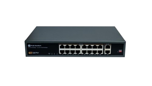 Switch 16x PoE 10/100 Mbps 802.3af/at + 2x Uplink 100/1000 Mbps, 250W, tryb Extend (250m)