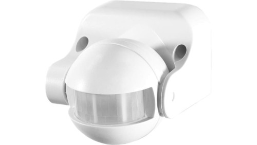 Czujnik ruchu PIR, 180, 1200W, IP44, regulacja w pionie, natynkowy, biały