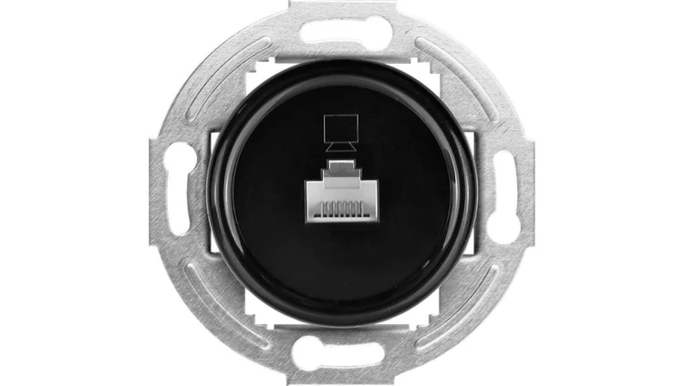 Gniazdo LAN Retro, 1xRJ45, kat.5e, czarne