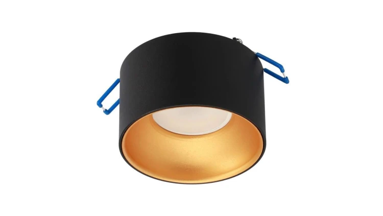 Oprawa sufitowa wpuszczana ZAMA Black Gold S IP20, okrągła czarna, środek złoty EDO777452 EDO