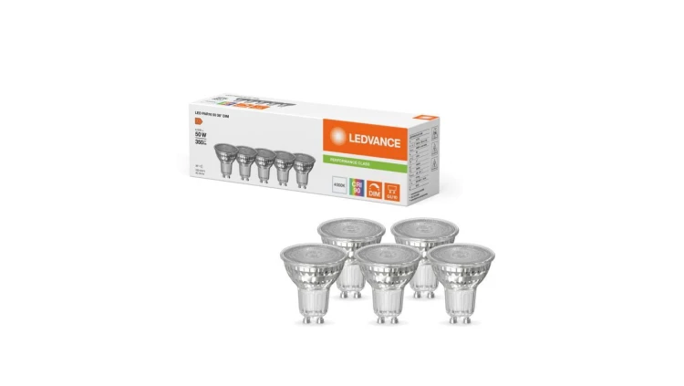 5x Żarówka LED PAR16 GU10 4.5W = 50W 350lm 4000K Neutralna Biała 36 ŚCIEMNIALNA LEDVANCE