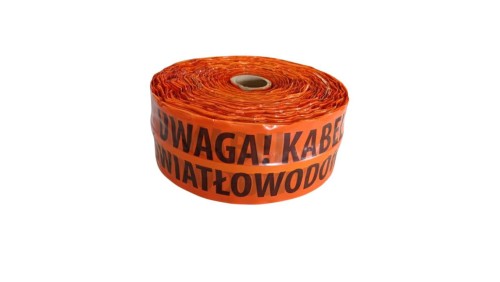 Folia kablowa 10cm pomarańczowa ostrzegawczo lokalizacyjna nadruk Uwaga Kabel Światłowodowy TOL-Opt/10 /250m/