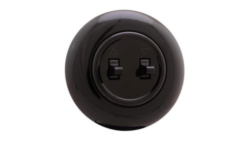 Łącznik roletowy Retro z ramką, 10A-250V~, czarny (H1-R231M B)