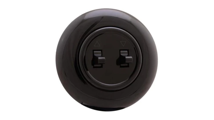 Łącznik roletowy Retro z ramką, 10A-250V~, czarny (H1-R231M B)