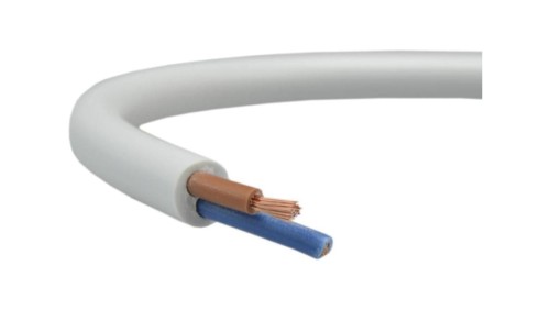 Kabel mieszkaniowy OMY / H03VV-F 2x0,75mm2 biały 300/500V giętki linka Elektrokabel /10m/