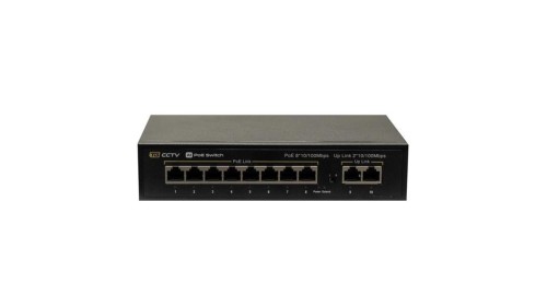 Switch 8x PoE 10/100 Mbps 802.3af/at + 2x Uplink 10/100 Mbps, 96W tryb Extend (250m)