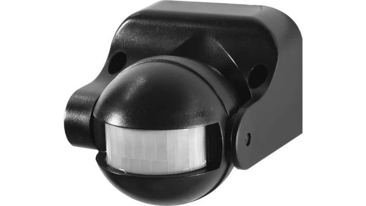 Czujnik ruchu PIR, 180, 1200W, IP44, regulacja w pionie, natynkowy, czarny