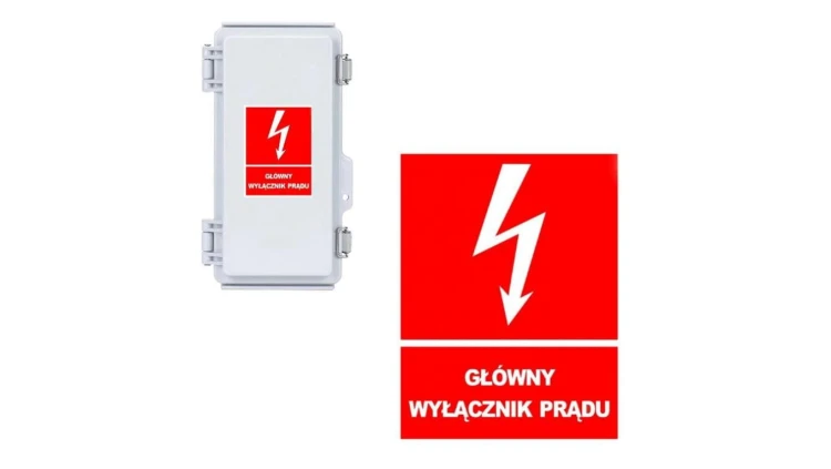 Trytyt Tablica samoprzylepna 74x105 GŁÓWNY WYŁĄCZNIK PRĄDU NOZ3-GWP