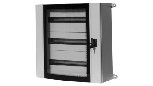 Szafa metalowa MISTRAL szklane drzwi - 600x600x200 mm 72 moduły, 3 rzędy IP55