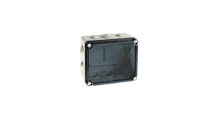 IP65 Puszka hermetyczna LIGHT 167x191x100 pokrywa transparentna, z dławicami (6xM25, 4xM40)