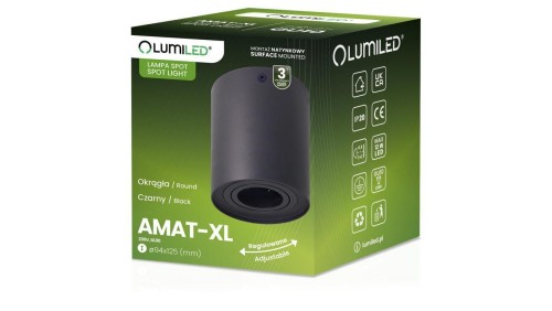 Oprawa Natynkowa HALOGENOWA Spot Tuba Ruchoma GU10 Okrągła Czarna 125mm AMAT-XL LUMILED