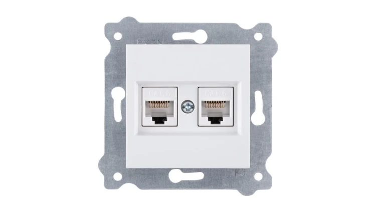Gniazdo podwójne komputerowe Kat. 6, RJ45 Biały 254/01