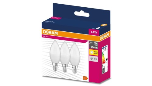 3PAK Żarówka LED E14 B35 4,9W = 40W 470lm 2700K Ciepła OSRAM Value