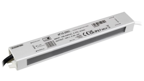 Zasilacz LED 30W 12V 2.5A metalowa obudowa IP67 AF12-2501 MW POWER