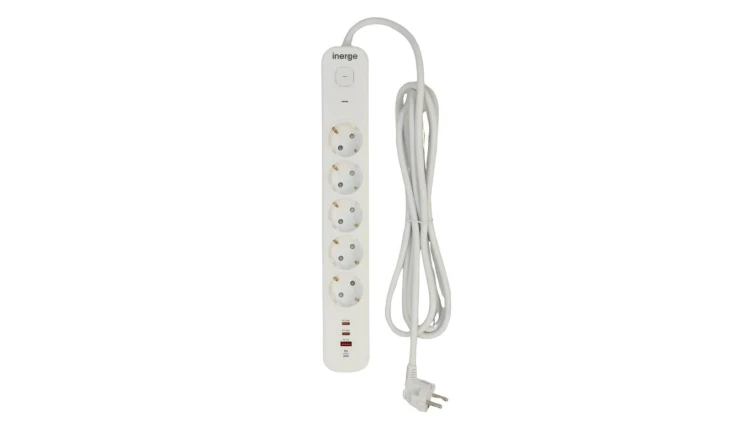 Listwa zasilająca INERGE 5-gniazdowa 3m PSS-0531PD-03-W