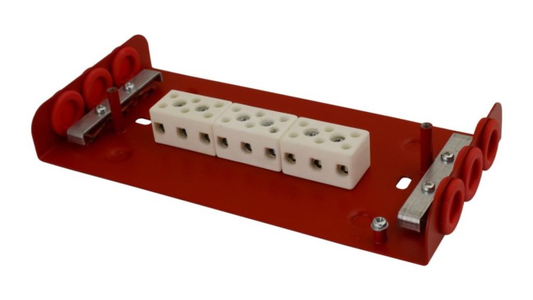 Puszka instalacyjna przeciwpożarowa przelotowa 9×6mm2 204x30x100mm 450V bez bezpieczników AWOP-960PP
