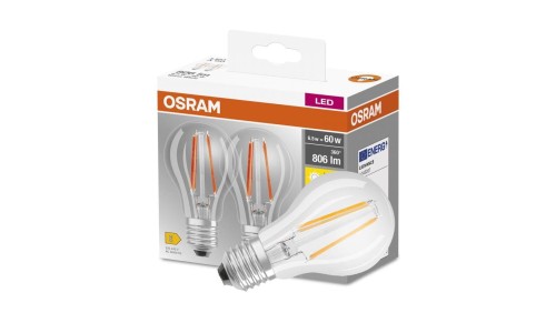 2x Żarówka LED E27 A60 6,5W = 60W 806lm 2700K Ciepła 300 Filament OSRAM