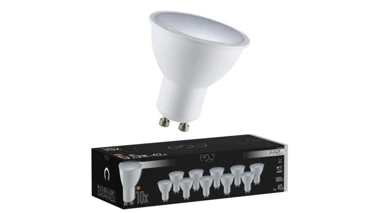 Zestaw 10x żarówka FARI LED GU10 5,5W 4000K neutralna NW 500lm 120st EDO777489 EDO