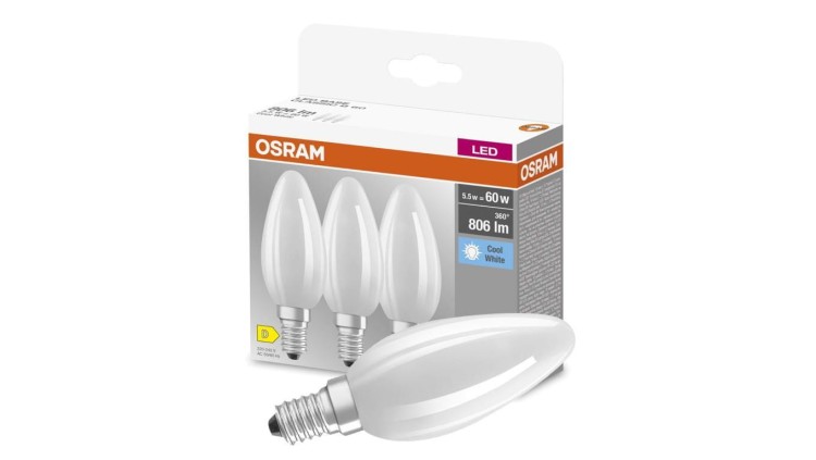 3PAK Żarówka LED E14 B35 5,5W = 60W 806lm 4000K Neutralna 300 Filament OSRAM BASE