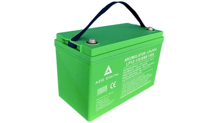 Akumulator LiFePO4 (litowo-żelazowo-fosforanowy) 12V 150Ah (150A) mata grzewcza + Bluetooth + BMS AZO