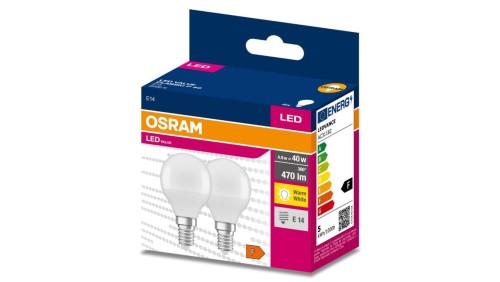 2PAK Żarówka LED E14 P45 4,9W = 40W 470lm 3000K Ciepła 200 OSRAM VALUE