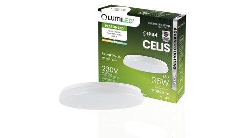 Plafon LED Lampa Sufitowa Natynkowa 36W 4000K 3820lm 106lm/W CELIS Okrągły IP44 ALS LUMILED