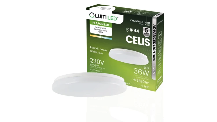 Plafon LED Lampa Sufitowa Natynkowa 36W 4000K 3820lm 106lm/W CELIS Okrągły IP44 ALS LUMILED
