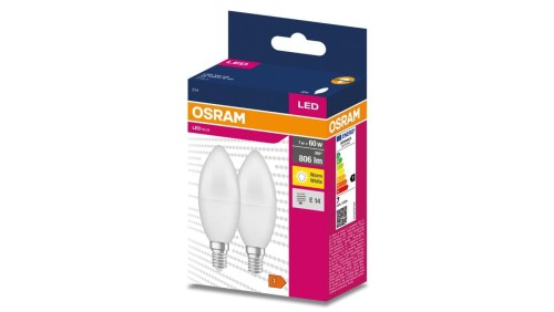 2PAK Żarówka LED E14 B35 7W = 60W 806lm 2700K Ciepła 220 OSRAM VALUE