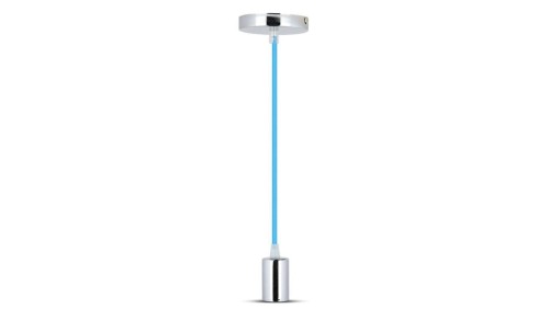Lampa dekoracyjna wisząca oprawka chrom + przewód niebieski dł:1000mm E27 max 60W IP20 V-TAC VT-7338-BL